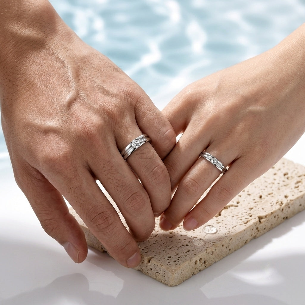 925 Silver Split-Band Promise Ring for Couple