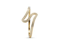 A gold S-shaped wrap ring adorned with pavé-set clear stones on a clean white background.