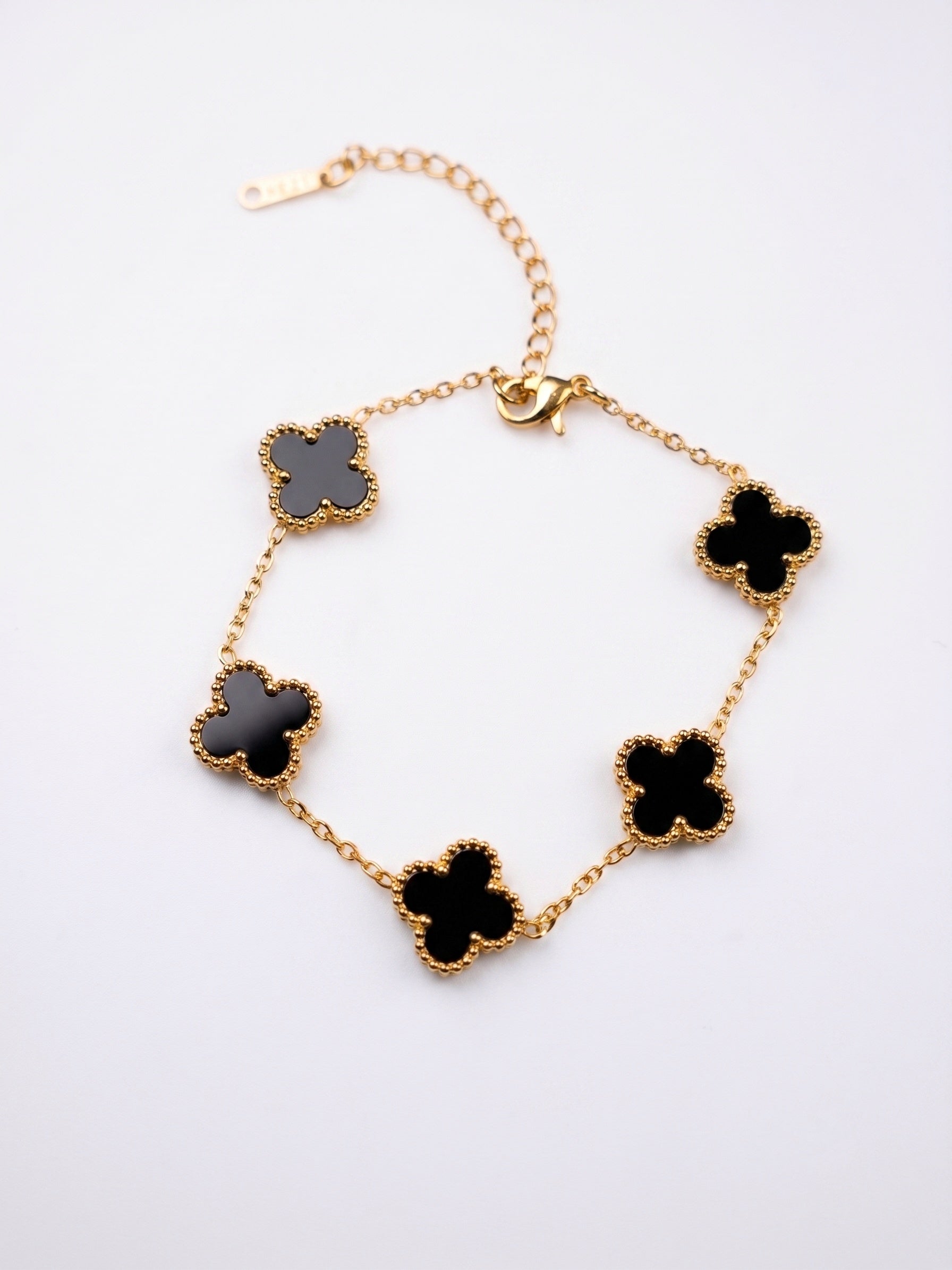 Black Clover Station Gold Plated Chain Bracelet