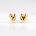 polished yellow gold heart-shaped stud earrings