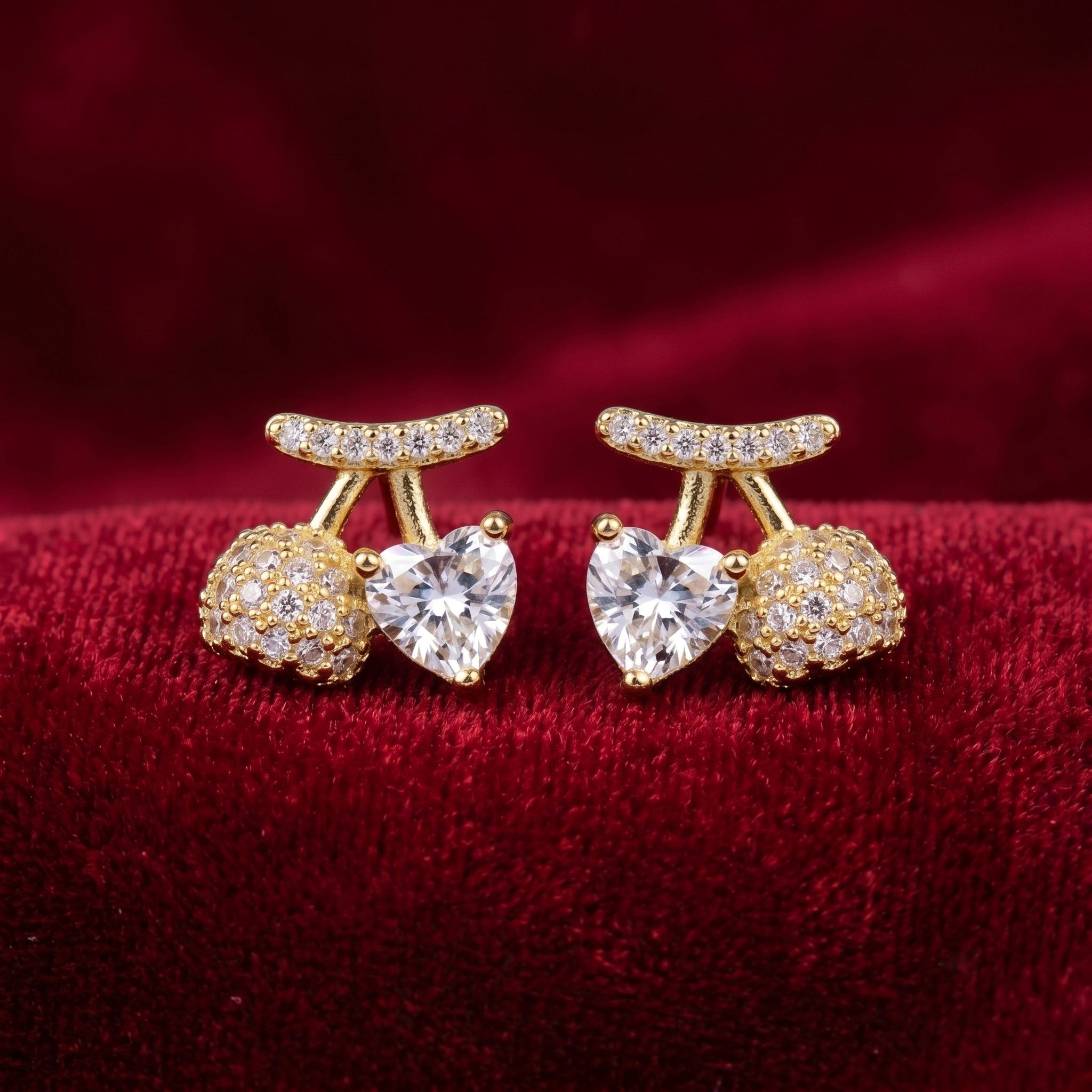 Cherry Love Pop Gold Plated Anti-Tarnish Earrings