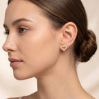 18Kt Gold Plated Pave Open Heart Studs