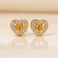 18Kt Gold Plated Pave Open Heart Studs