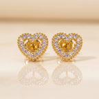 18Kt Gold Plated Pave Open Heart Studs