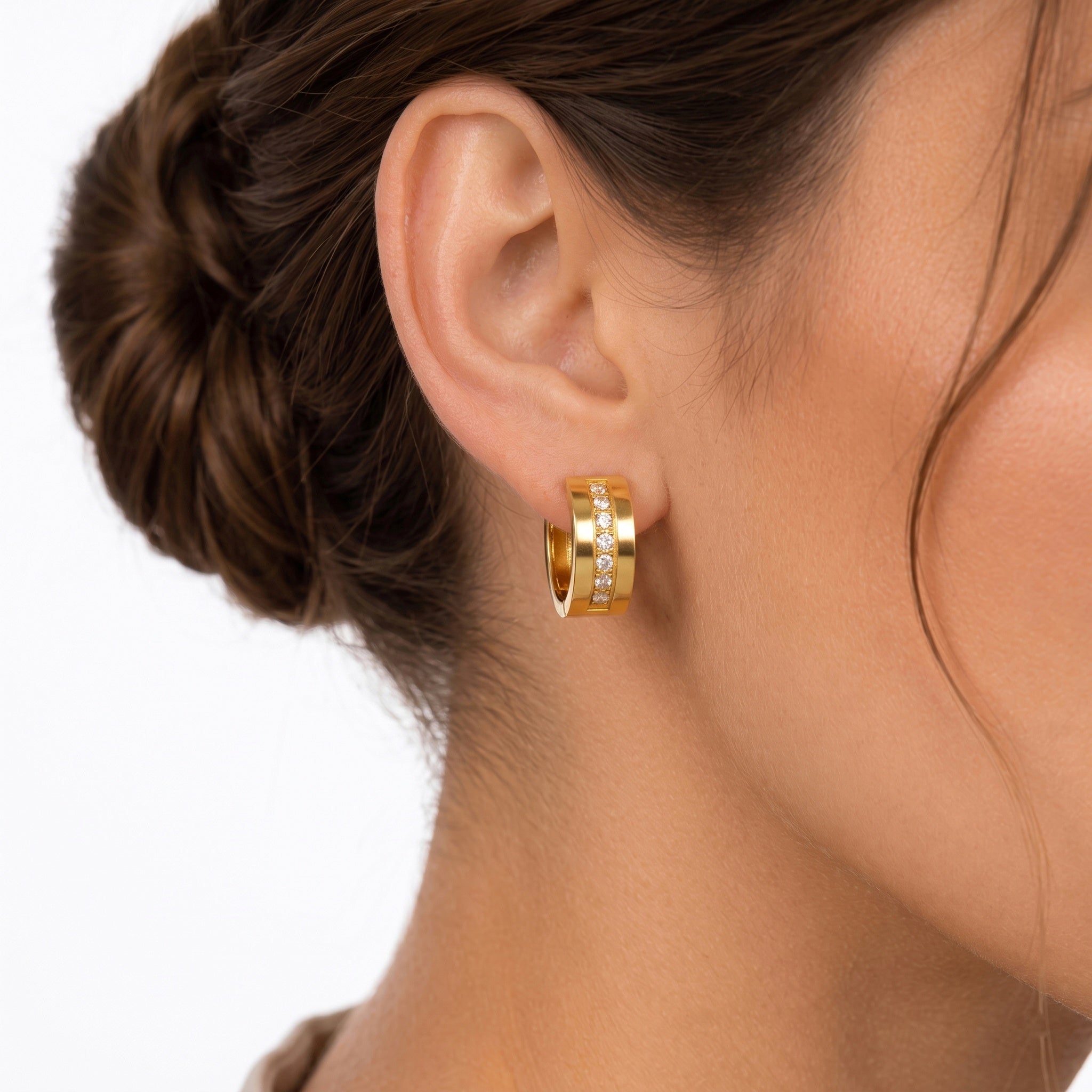 Metropole Diamond Hoops 18Kt Gold Plated Anti-Tarnish Earrings