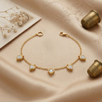Anti-Tarnish Gold Heart Dangle Adjustable Chain Bracelet