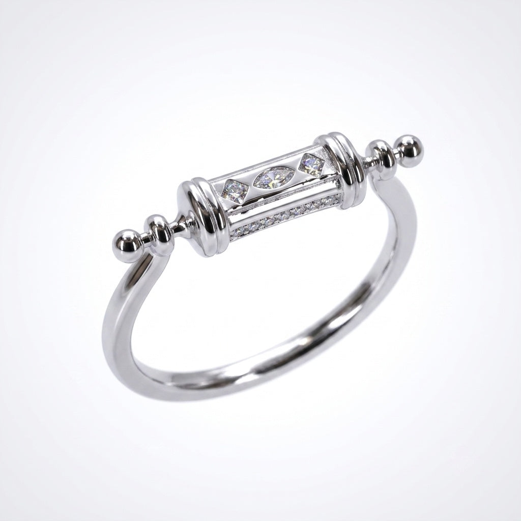 925 Sterling Silver Horizontal Pillar Ring