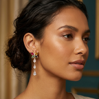 Gemstone Butterfly Teardrop Anti-Tarnish Dangle Earrings