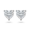 Silver Heart Cut Solitaire 925 Sterling Silver Studs