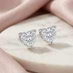 Silver Heart Cut Solitaire 925 Sterling Silver Studs