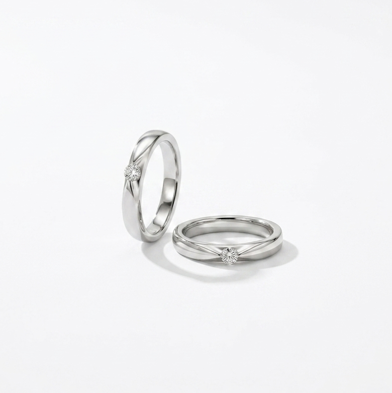 925 Sterling Silver Matching Solitaire Couple Rings