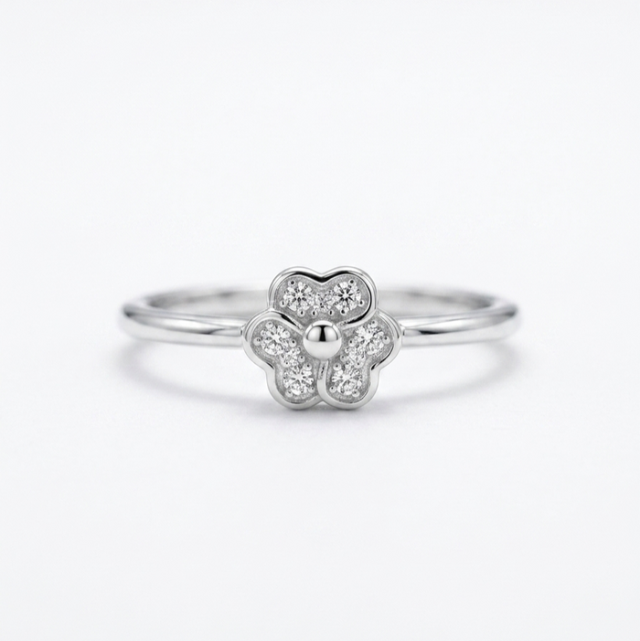 925 Sterling Silver Flora Micro Pave Daisy Ring