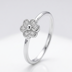 925 Sterling Silver Flora Micro Pave Daisy Ring