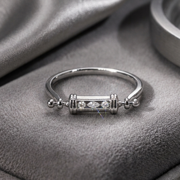 925 Sterling Silver Horizontal Pillar Ring