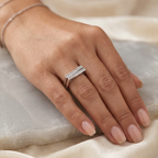 925 Sterling Silver Baguette Stones Adjustable Ring