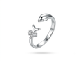 925 Sterling Silver Dolphin Adjustable Open Ring