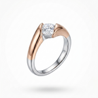 925 Sterling Silver Two-Tone Solitaire Rose Gold Plated Ring