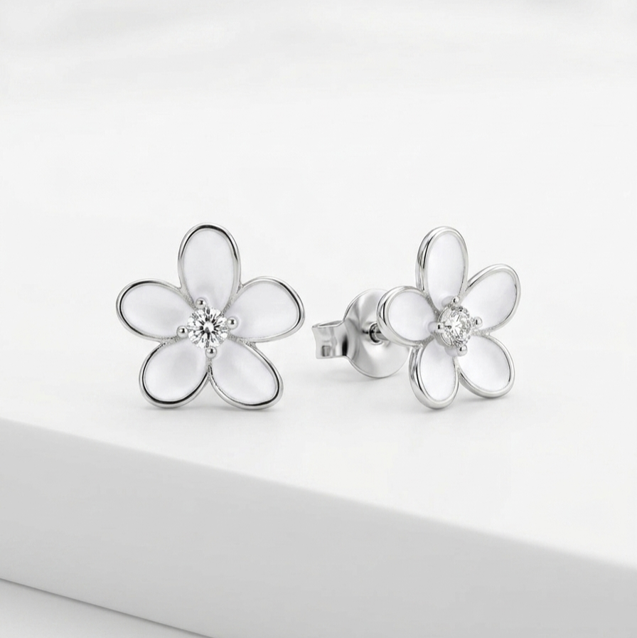 925 Sterling Silver Flower Stud Earrings