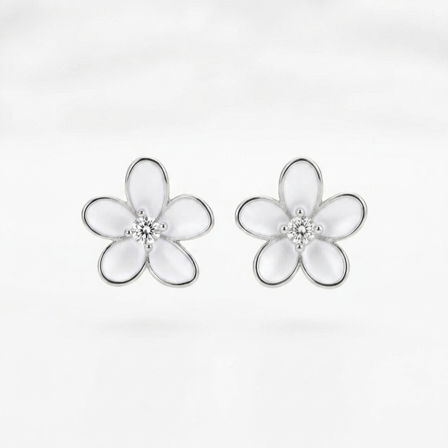 925 Sterling Silver Flower Stud Earrings