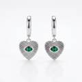 925 Sterling Silver Elysian Green Eye Huggie Earrings