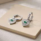 925 Sterling Silver Elysian Green Eye Huggie Earrings