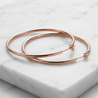 Minimalist Thin Large Rose Gold Hoops 925 Sterling Silver Hoops