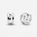 Minimalist Silver Double Hoop Illusion 925 Sterling Silver Earrings