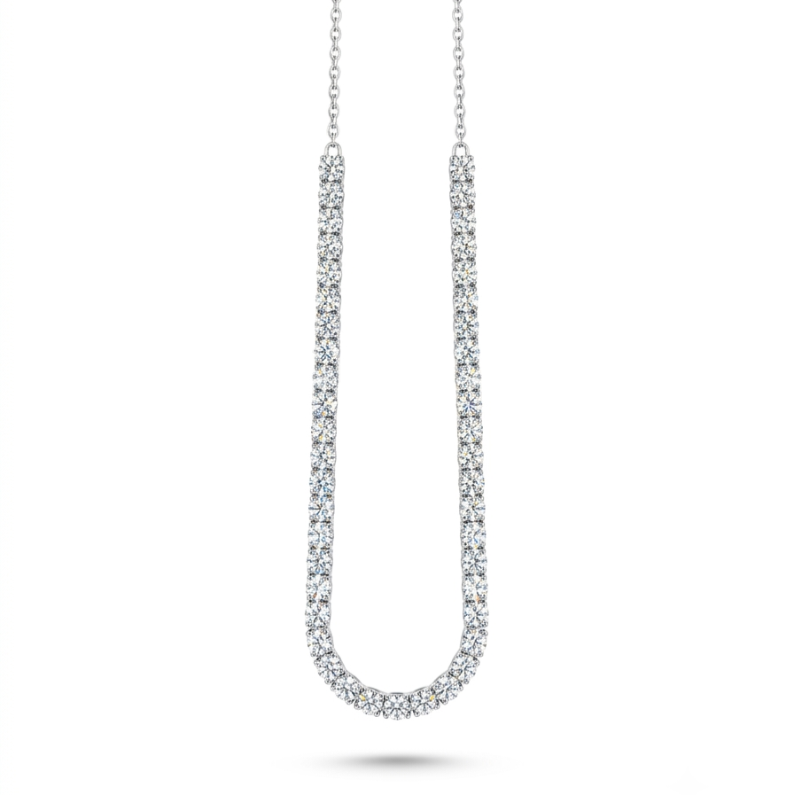 925 Sterling Silver Half Tennis Necklace