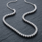 925 Sterling Silver Half Tennis Necklace