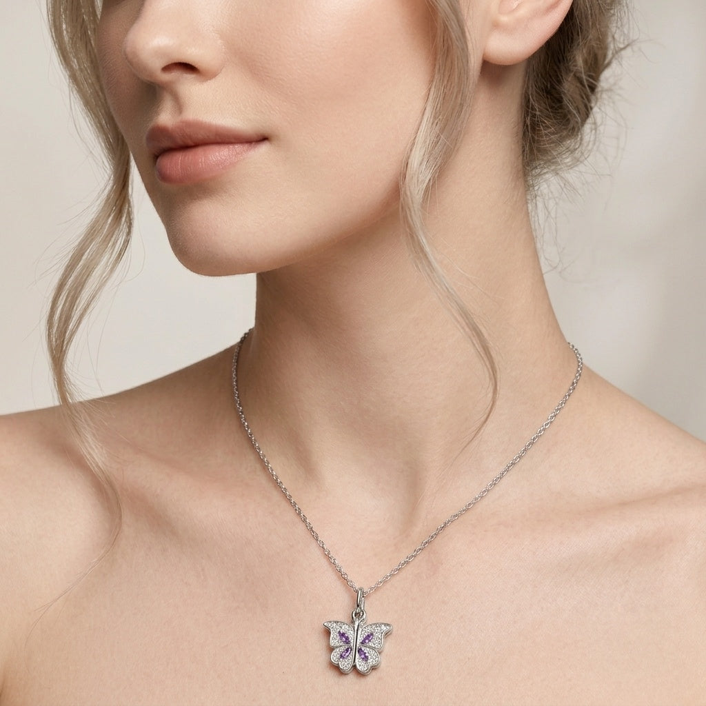 925 Sterling Silver Hidden Message Butterfly Necklace
