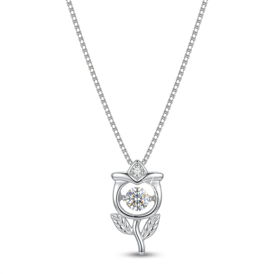 Rosa Dancing Crystal 925 Sterling Silver Necklace
