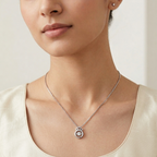 Reign Halo 925 Silver Floating Solitaire Necklace