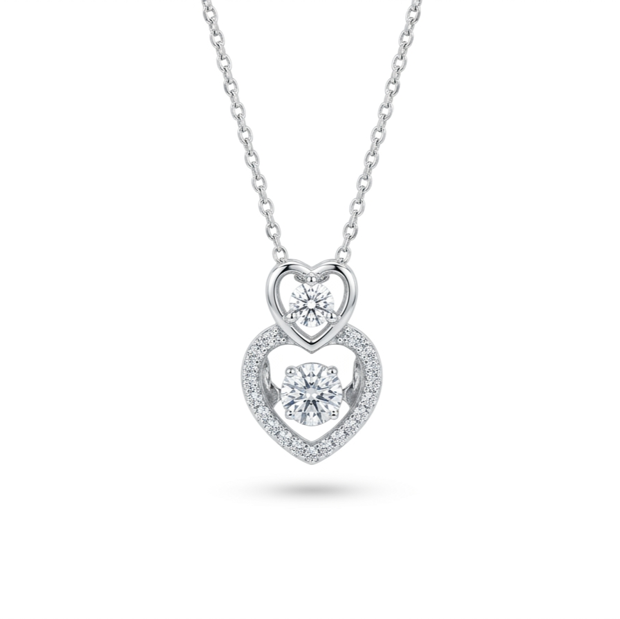 Eternal Heart Dancing Crystal 925 Silver Necklace