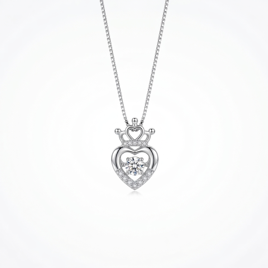 Queen Of Hearts 925 Dancing Crystal Silver Necklace