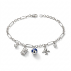 Wanderlust charm 925 Sterling Silver Chain Bracelet