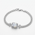 Statement Square Halo Curb 925 Sterling Silver Bracelet