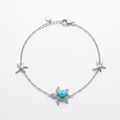 Blue Opal Sea Turtle & Starfish 925 Sterling Silver Bracelet