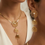 18K Gold Plated Empress Filigree Flower Anti-Tarnish Earring & Necklace Set