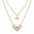 18K Gold Plated Monaco Diamond Studded Layered Clover Necklace