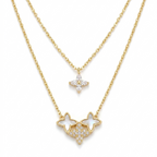 18K Gold Plated Monaco Diamond Studded Layered Clover Necklace