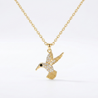 18K Gold Plated Humming Bird Anti-Tarnish Pendant Necklace