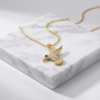 18K Gold Plated Humming Bird Anti-Tarnish Pendant Necklace