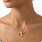 18K Gold Plated Humming Bird Anti-Tarnish Pendant Necklace