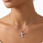 18K Gold Plated Rhodium Humming Bird Anti-Tarnish Pendant Necklace
