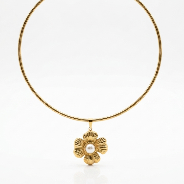 18K Gold Plated Vintage Gilded Petal Omega Anti-Tarnish Collar