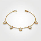Anti-Tarnish Gold Heart Dangle Adjustable Chain Bracelet