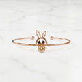 Rose Gold Anti-Tarnish Bunny Champagne Crystal Cuff Adjustable Bangle