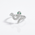 Micro Pave Serpent Statement Rhodium Plated Ring