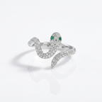Micro Pave Serpent Statement Rhodium Plated Ring