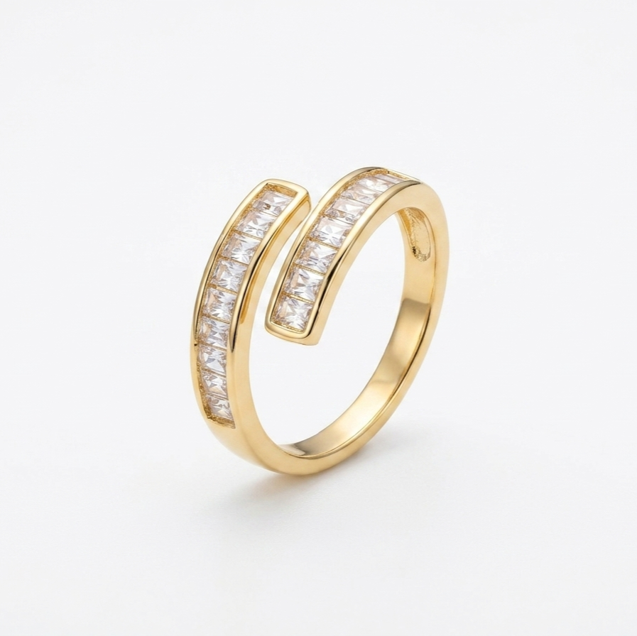 18K Gold Plated Parallel Spark Anti Tarnish Gold Plated Adjustable Ring